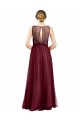 Sleeveless Boat Neck Long Pearl Tulle Bridesmaid Dress with Keyhole Back UK