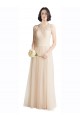 Full Length Tulle Bridesmaid Dress with Corded Lace Over Sweetheart Neckline UK