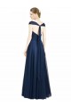 Ruched Sweetheart Long A-Line Tulle Bridesmaid Dress with Wide Straps and Tie Back UK