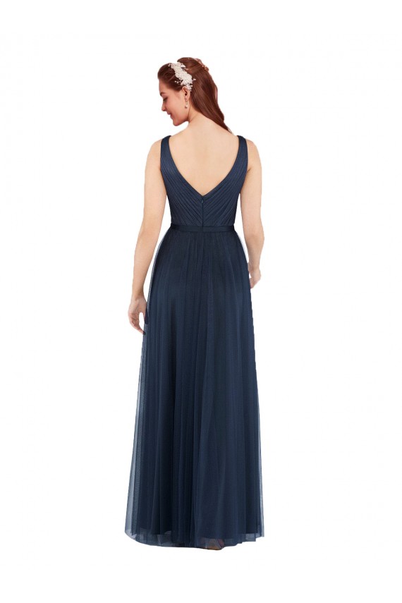 V-Neck Soft and Simple Tulle Bridesmaid Dress UK