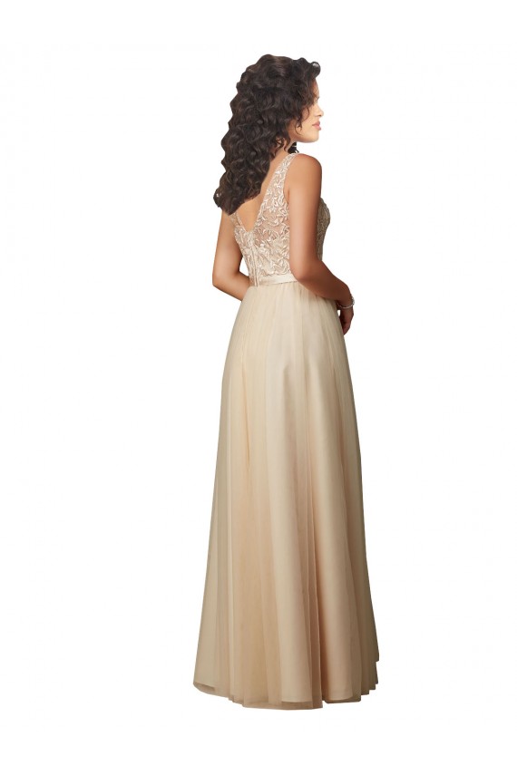 Long Tulle Bridesmaid Dress with Embroidery and Beading UK