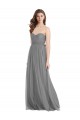 Shirred Strapless Bodice Long Tulle Bridesmaid Dress with Sweetheart Neckline UK