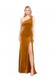 Sleek One Shoulder Long Velvet Bridesmaid Dress UK