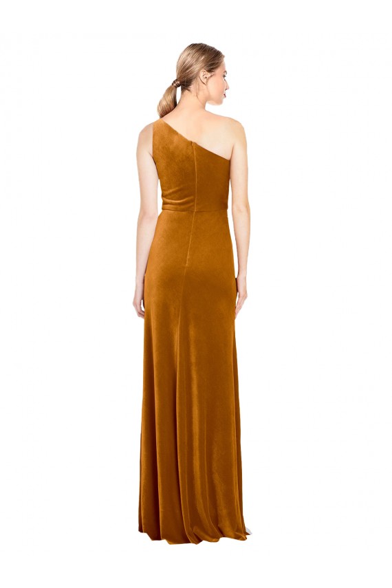 Sleek One Shoulder Long Velvet Bridesmaid Dress UK
