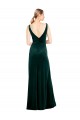 Sleek V-Neck Long Velvet Bridesmaid Dress with Side Slit UK