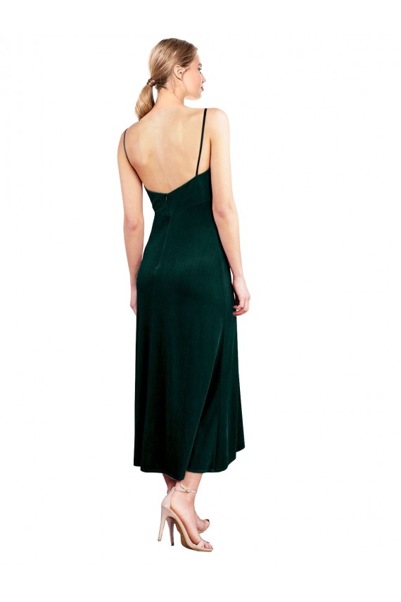Midi Length Cowl Neck Velvet Slip Bridesmaid Dress UK