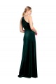 Long Jewel Neck Full Length Velvet Bridesmaid Dress with Side Slit UK