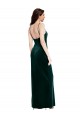 Straight Neckline Spaghetti Straps Long Velvet Bridesmaid Dress with High Side Slit UK