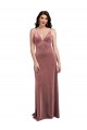 Low Scoop Back Long V-Neck Velvet Slip Bridesmaid Dress UK