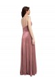 Low Scoop Back Long V-Neck Velvet Slip Bridesmaid Dress UK