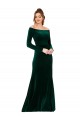 Off the Shoulder Long Sleeves Stretch Velvet Bridesmaid Dress UK