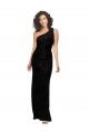 One Shoulder Long Sheath Sleeveless Floral Velvet Bridesmaid Dress UK