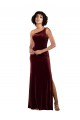 Formal One Shoulder Floor-Length Velvet Bridesmaid Dress UK
