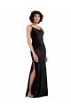 Modern Floor-Length Velvet Bridesmaid Dress with Cowl Neck and Spaghetti Straps UK
