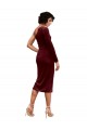 One Shoulder Fitted Short Midi Length Velvet Bridesmaid Dress UK