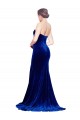 Strapless Ruched Velvet Bridesmaid Dress with Sweep Train and Front Slit UK