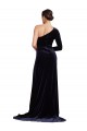 One Sleeve Long Velvet Bridesmaid Dress with Thigh High Split UK