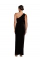 One Shoulder Long Velvet Bridesmaid Dress with Side Split and Shoulder Tie UK