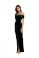 Long Asymmetric Neckline Ruched Velvet Bridesmaid Dress UK