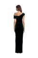 Long Asymmetric Neckline Ruched Velvet Bridesmaid Dress UK
