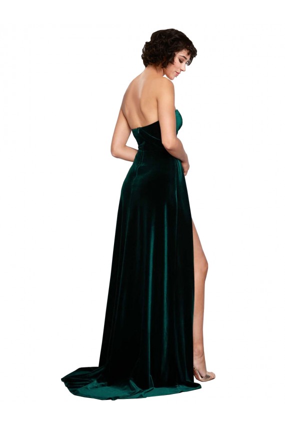 Sweetheart Fluid Velvet Bridesmaid Dress with High Split UK